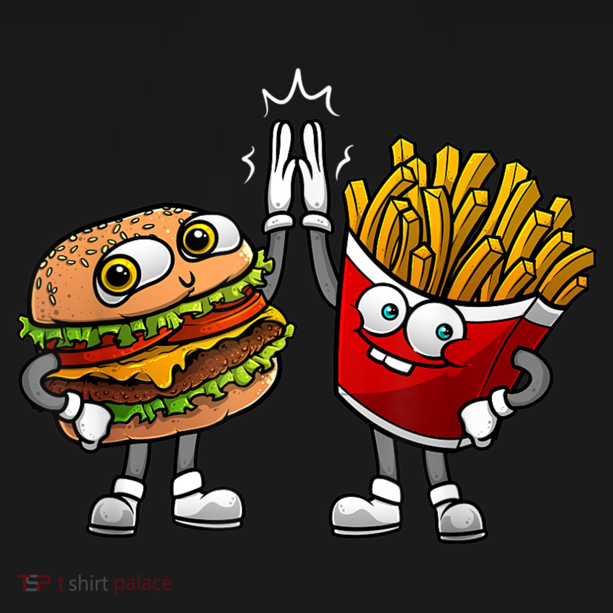 Funny Hamburger And Fries Gift Men Women Cool Fast Food Meal T-Shirt