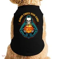Funny Halloween Always Check Your Candy Skeleton Doggie Tank thumb 0