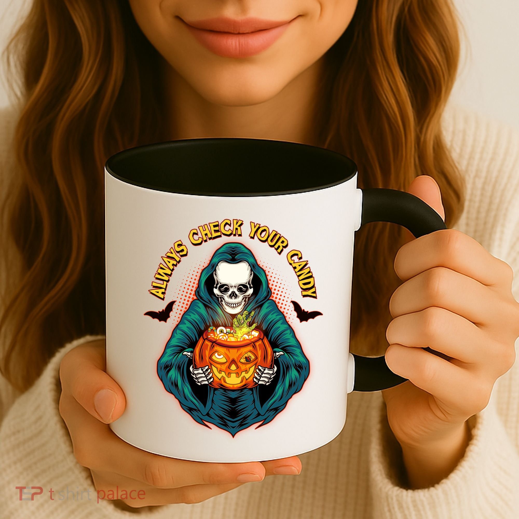 Funny Halloween Always Check Your Candy Skeleton Coffee Mug