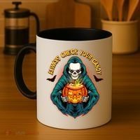 Funny Halloween Always Check Your Candy Skeleton Coffee Mug thumb 4