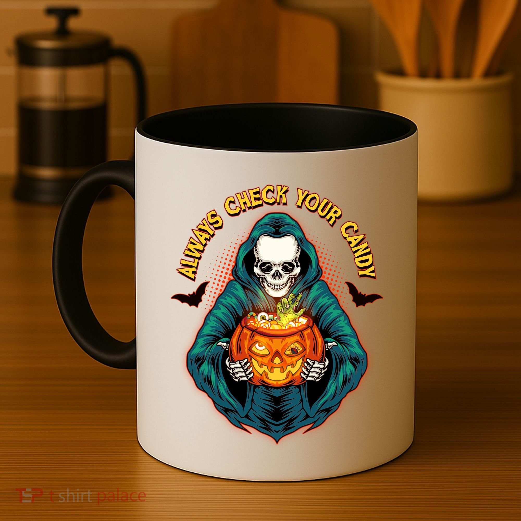 Funny Halloween Always Check Your Candy Skeleton Coffee Mug