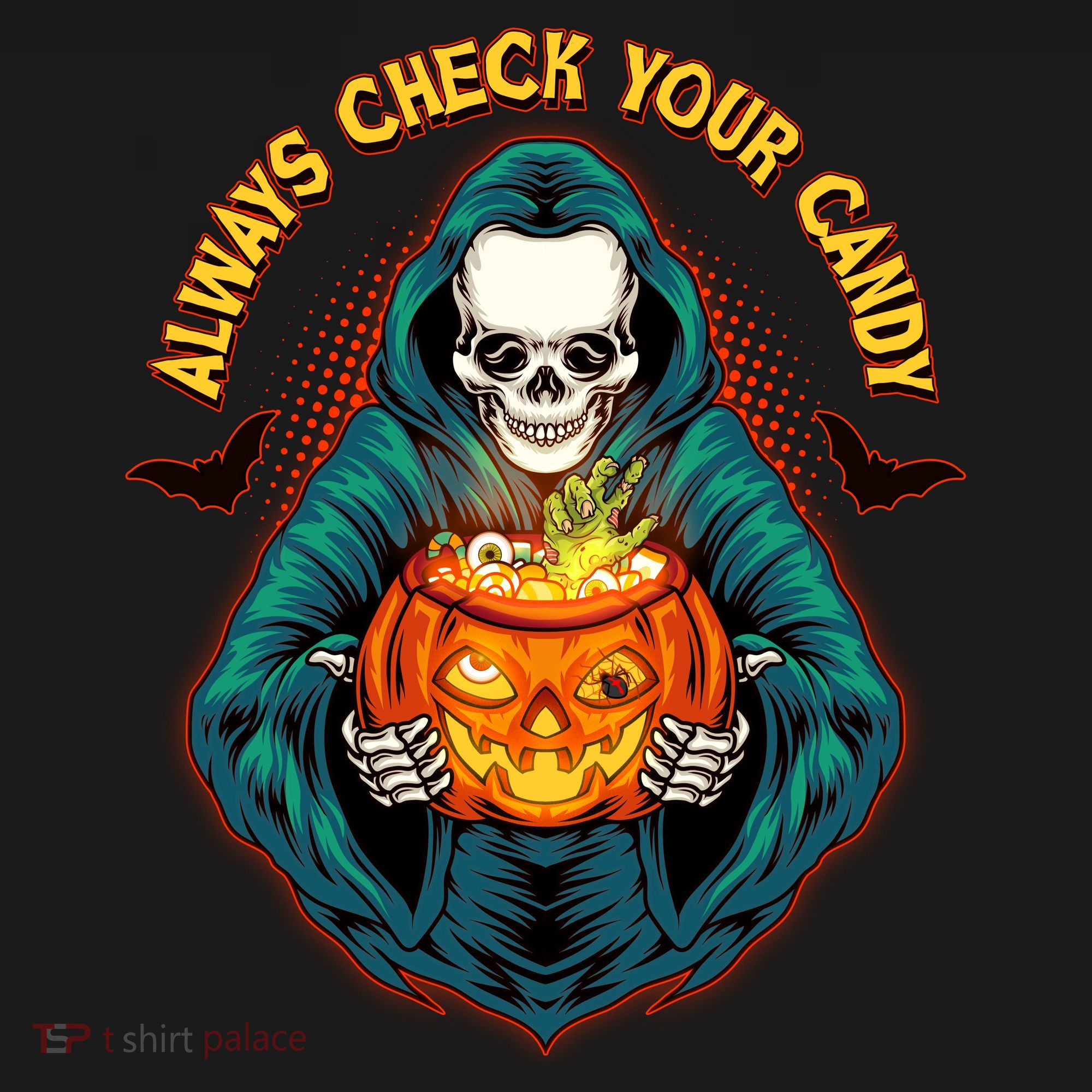 Funny Halloween Always Check Your Candy Skeleton Polo