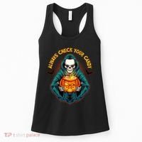 Funny Halloween Always Check Your Candy Skeleton Women's Tank Top thumb 0