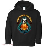 Funny Halloween Always Check Your Candy Skeleton Toddler Hoodie thumb 0