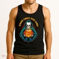 Funny Halloween Always Check Your Candy Skeleton Tank Top thumb 3