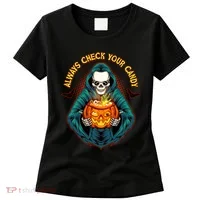 Funny Halloween Always Check Your Candy Skeleton Women's T-Shirt thumb 0