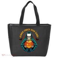 Funny Halloween Always Check Your Candy Skeleton Tote Bag thumb 0