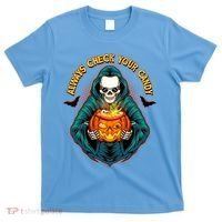 Funny Halloween Always Check Your Candy Skeleton T-Shirt thumb 0