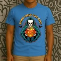 Funny Halloween Always Check Your Candy Skeleton T-Shirt thumb 3