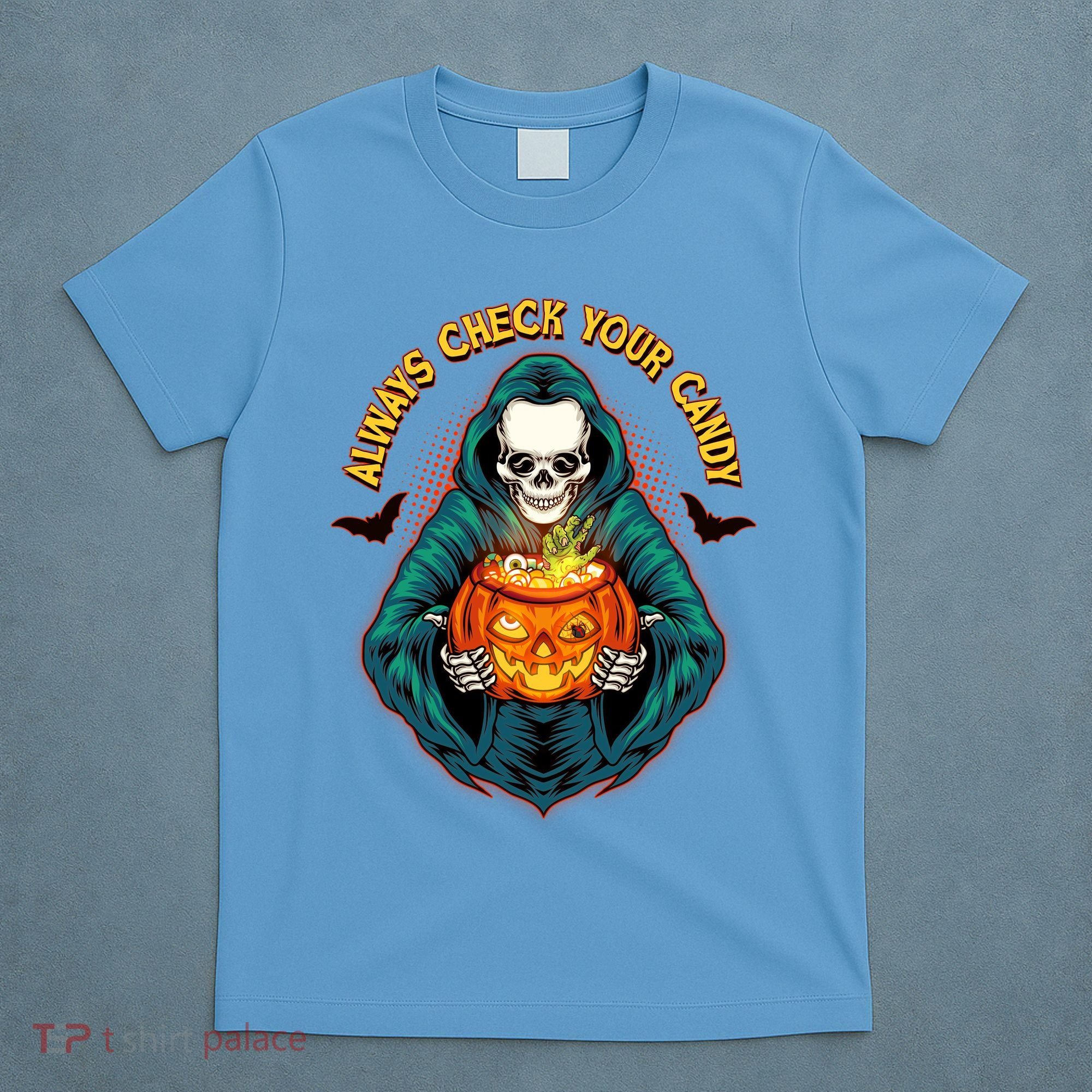 Funny Halloween Always Check Your Candy Skeleton T-Shirt