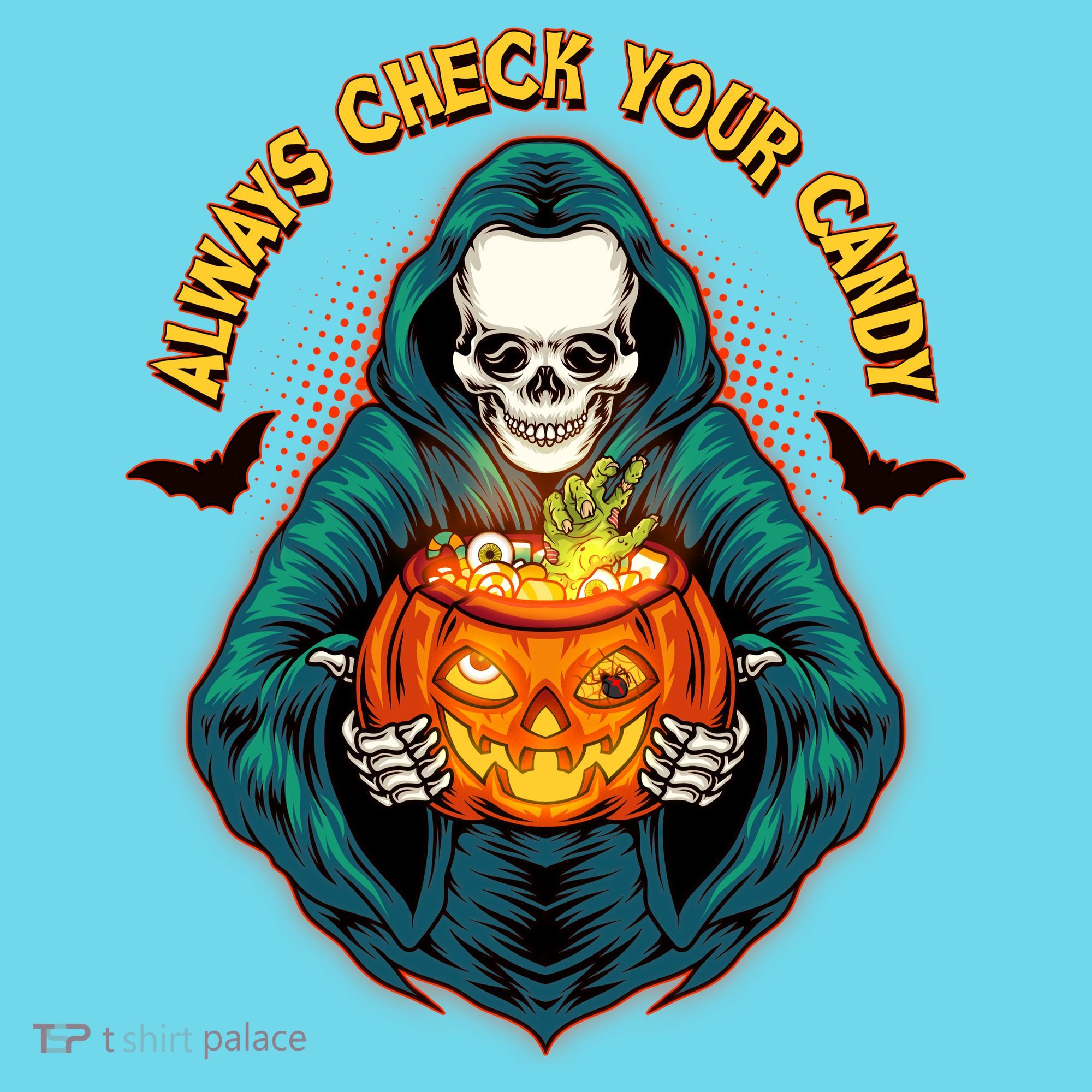 Funny Halloween Always Check Your Candy Skeleton Kids Long Sleeve Shirt