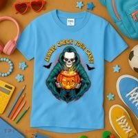 Funny Halloween Always Check Your Candy Skeleton Kids T-Shirt thumb 3
