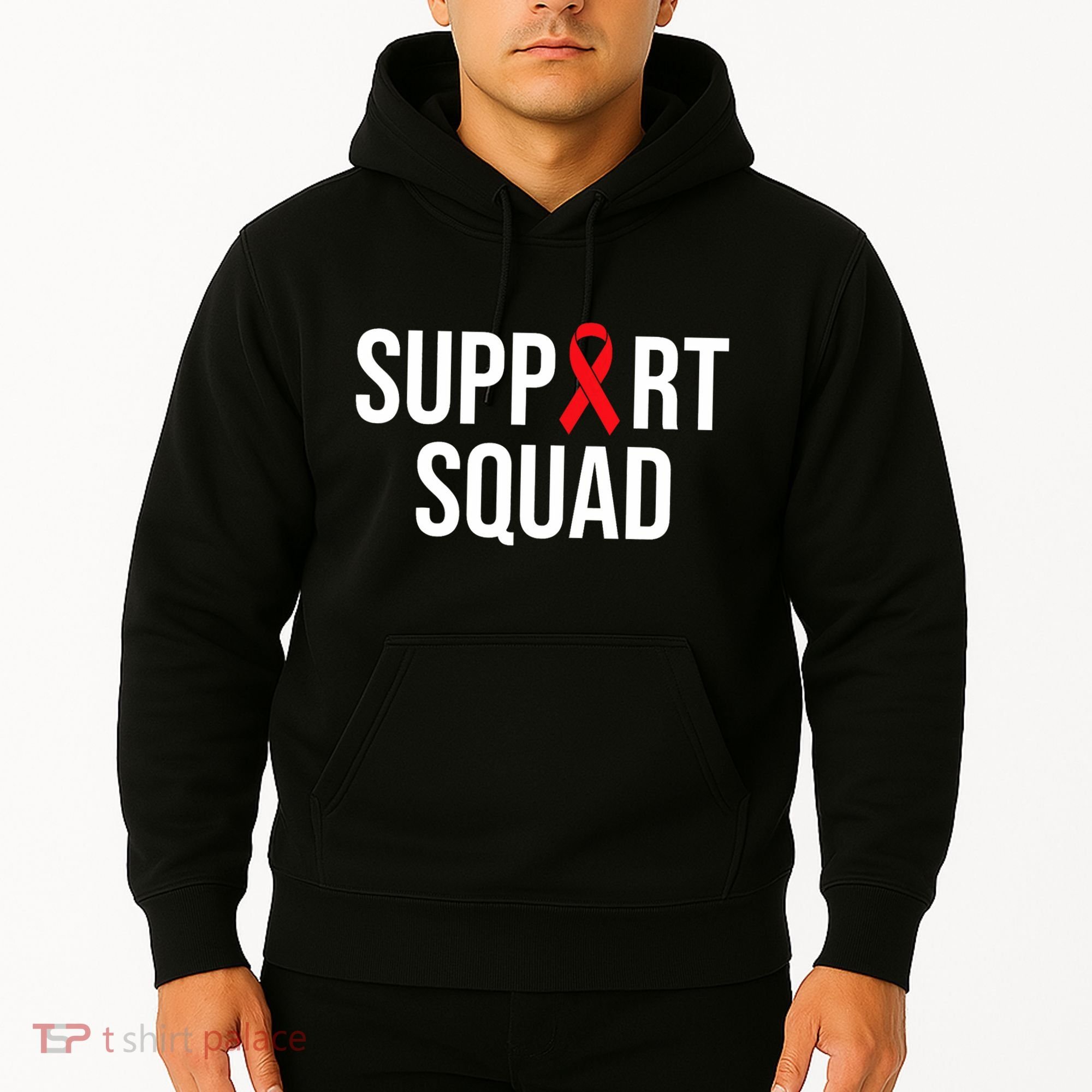 Family Hiv Awareness Red Ribbon Aids Support Squad Hoodie