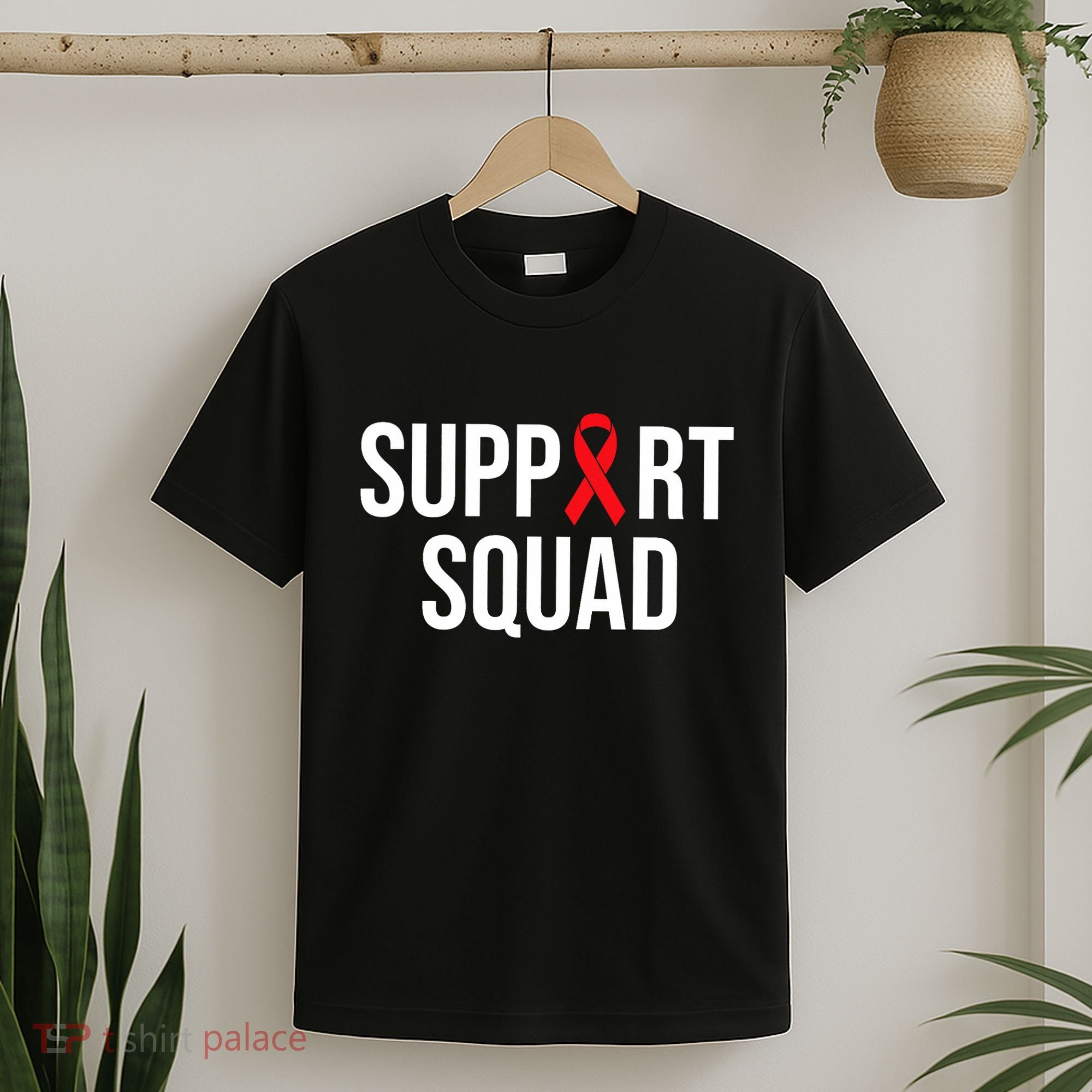 Family Hiv Awareness Red Ribbon Aids Support Squad T-Shirt
