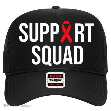 Family Hiv Awareness Red Ribbon Aids Support Squad Hat