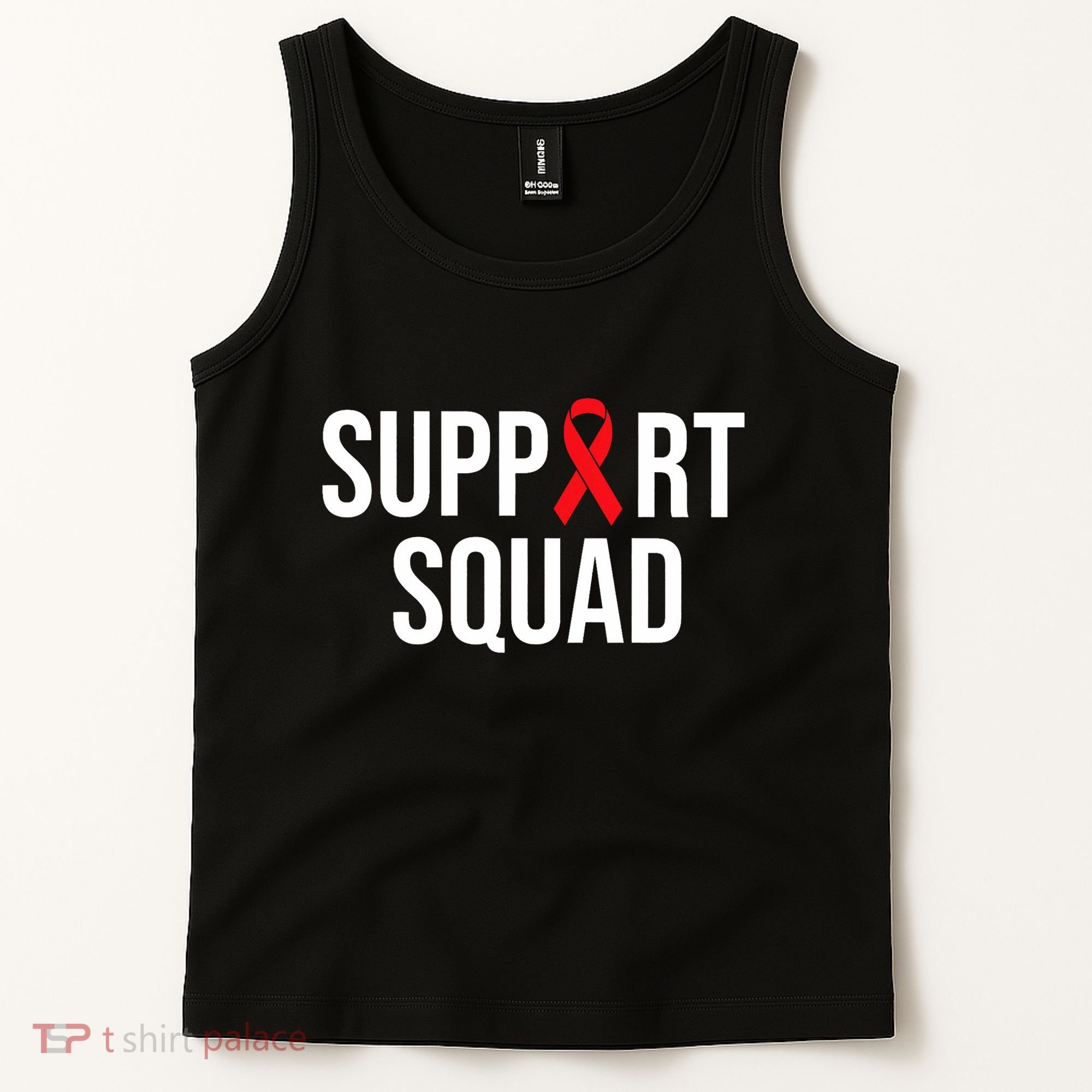 Family Hiv Awareness Red Ribbon Aids Support Squad Tank Top