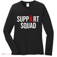 Family Hiv Awareness Red Ribbon Aids Support Squad Women's Long Sleeve Shirt thumb 0