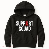 Family Hiv Awareness Red Ribbon Aids Support Squad Kids Hoodie thumb 0