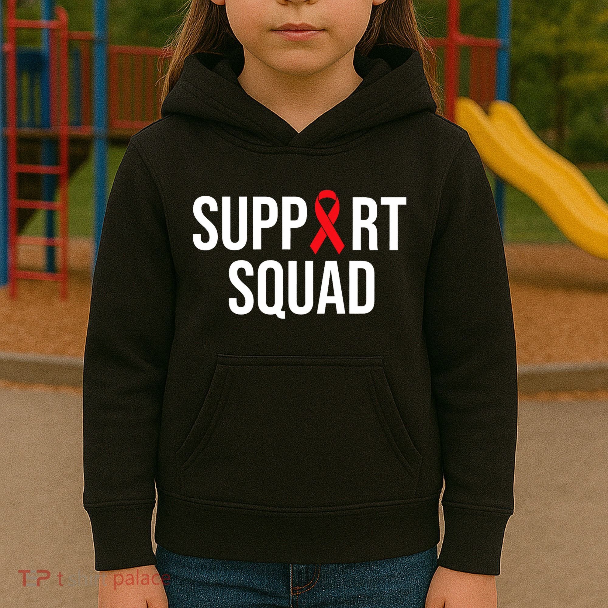 Family Hiv Awareness Red Ribbon Aids Support Squad Kids Hoodie