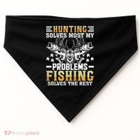 Funny Hunting And Fishing Solved Problems USA-Made Doggie Bandana thumb 0