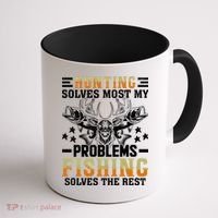 Funny Hunting And Fishing Solved Problems Coffee Mug thumb 1