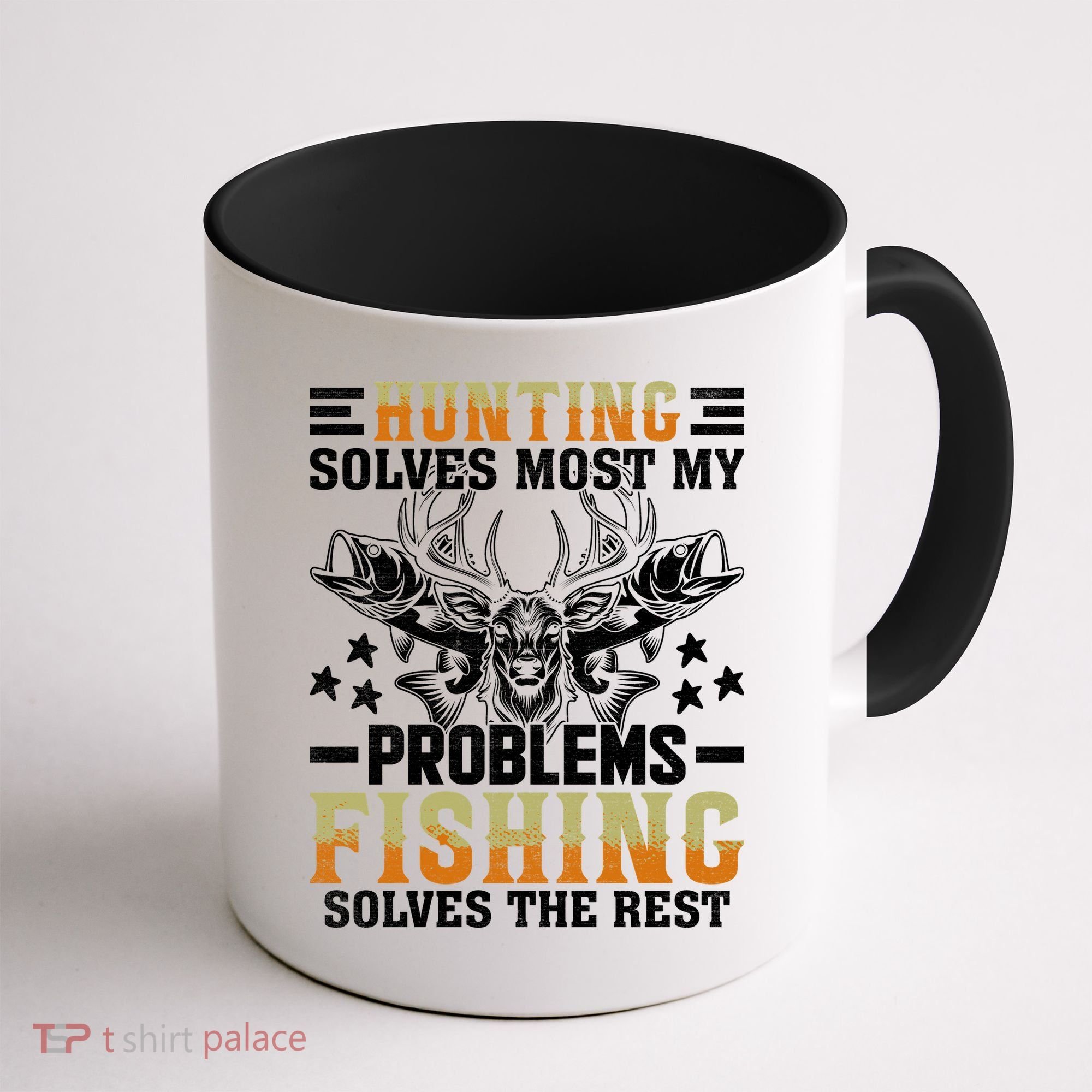 Funny Hunting And Fishing Solved Problems Coffee Mug