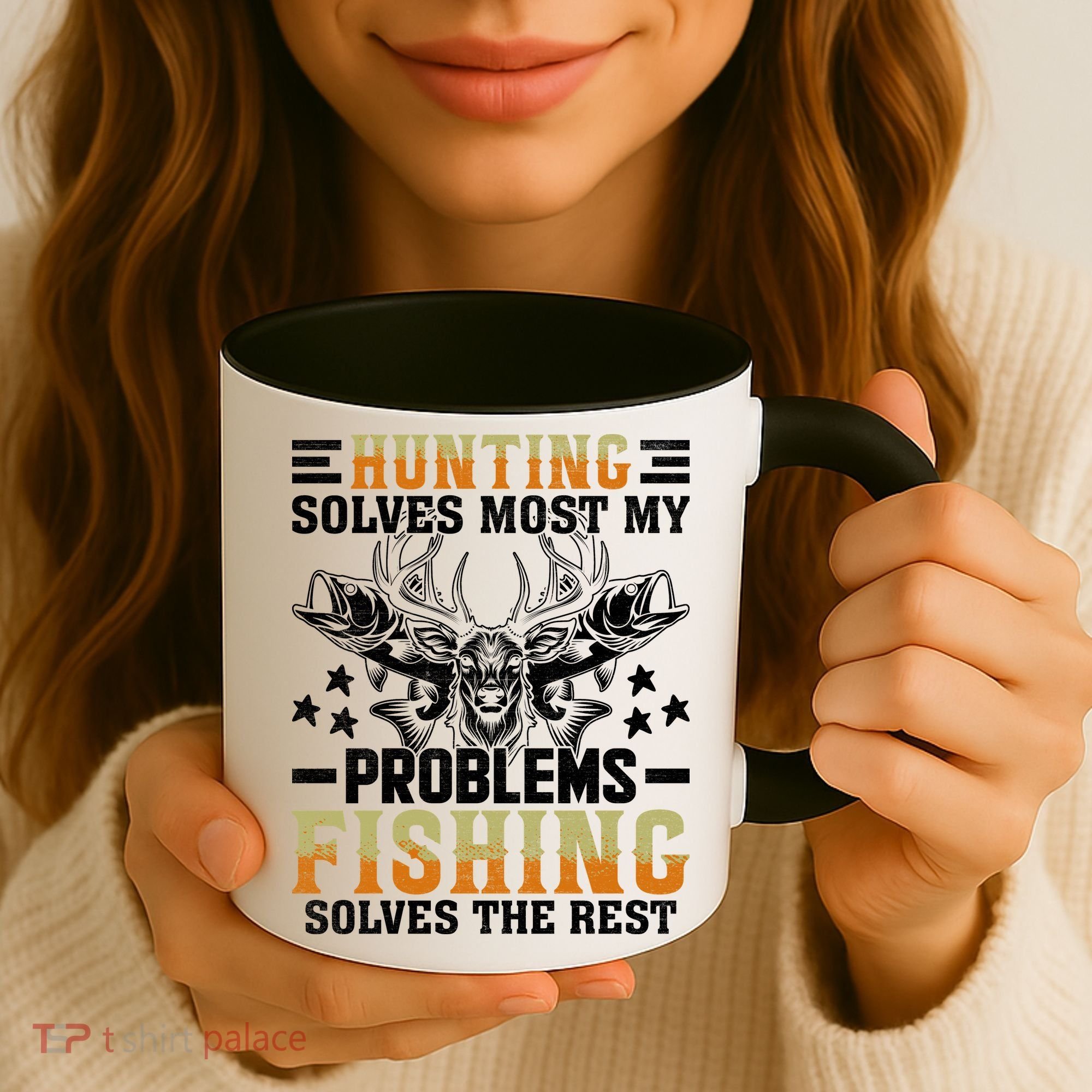 Funny Hunting And Fishing Solved Problems Coffee Mug