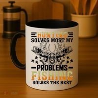 Funny Hunting And Fishing Solved Problems Coffee Mug thumb 4