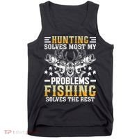 Funny Hunting And Fishing Solved Problems Tank Top thumb 0