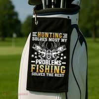 Funny Hunting And Fishing Solved Problems Golf Towel thumb 2