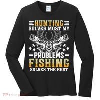 Funny Hunting And Fishing Solved Problems Women's Long Sleeve Shirt thumb 0