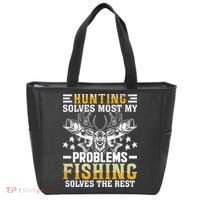 Funny Hunting And Fishing Solved Problems Tote Bag thumb 0