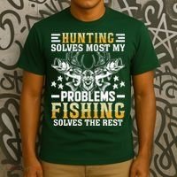 Funny Hunting And Fishing Solved Problems T-Shirt thumb 3