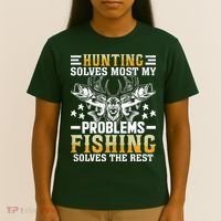 Funny Hunting And Fishing Solved Problems T-Shirt thumb 4