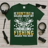 Funny Hunting And Fishing Solved Problems T-Shirt thumb 5