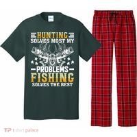 Funny Hunting And Fishing Solved Problems Pajama Set thumb 0