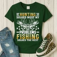 Funny Hunting And Fishing Solved Problems Women's T-Shirt thumb 3