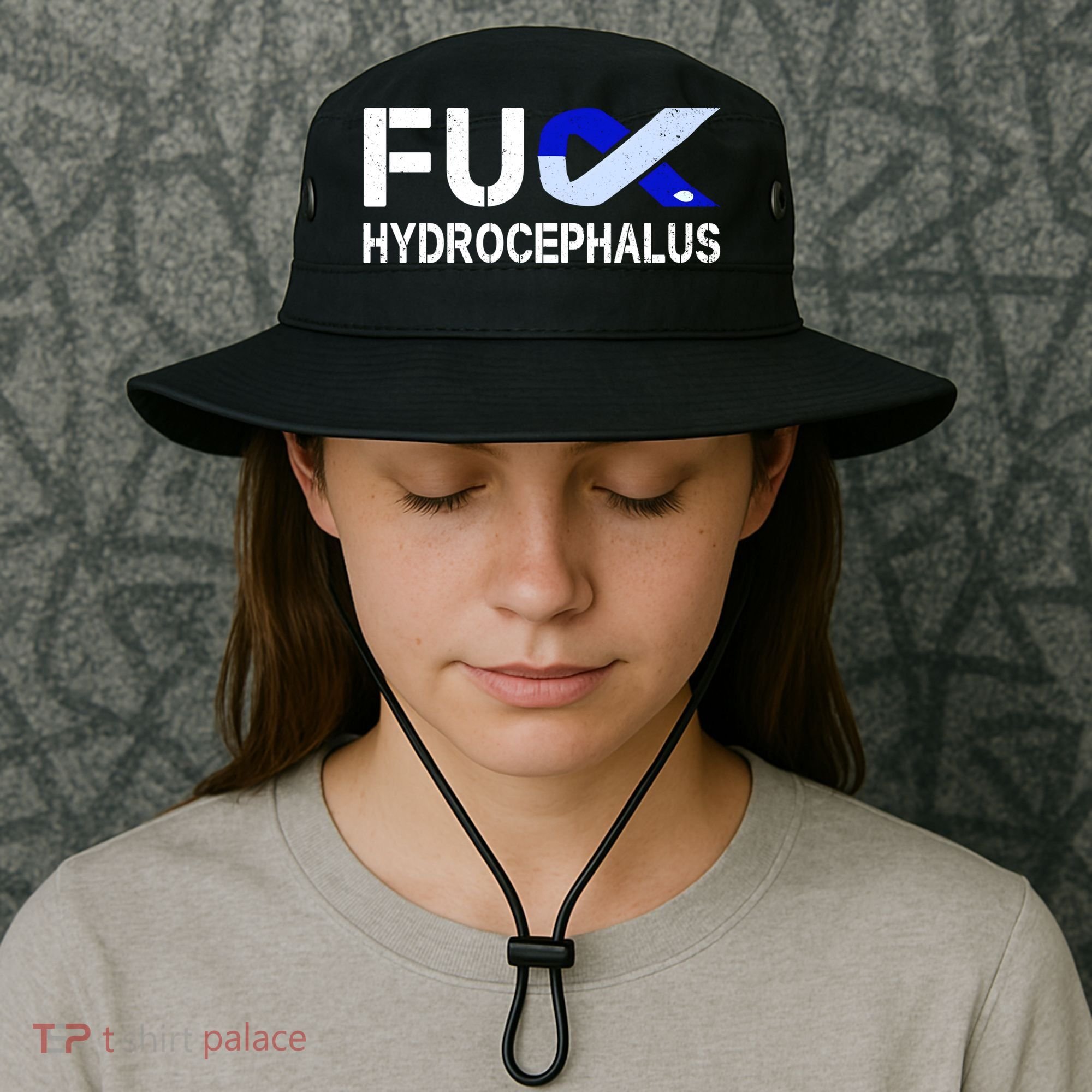 Fuck Hydrocephalus Awareness Month Ribbon Warrior Fighter Cool Gift Bucket Hat