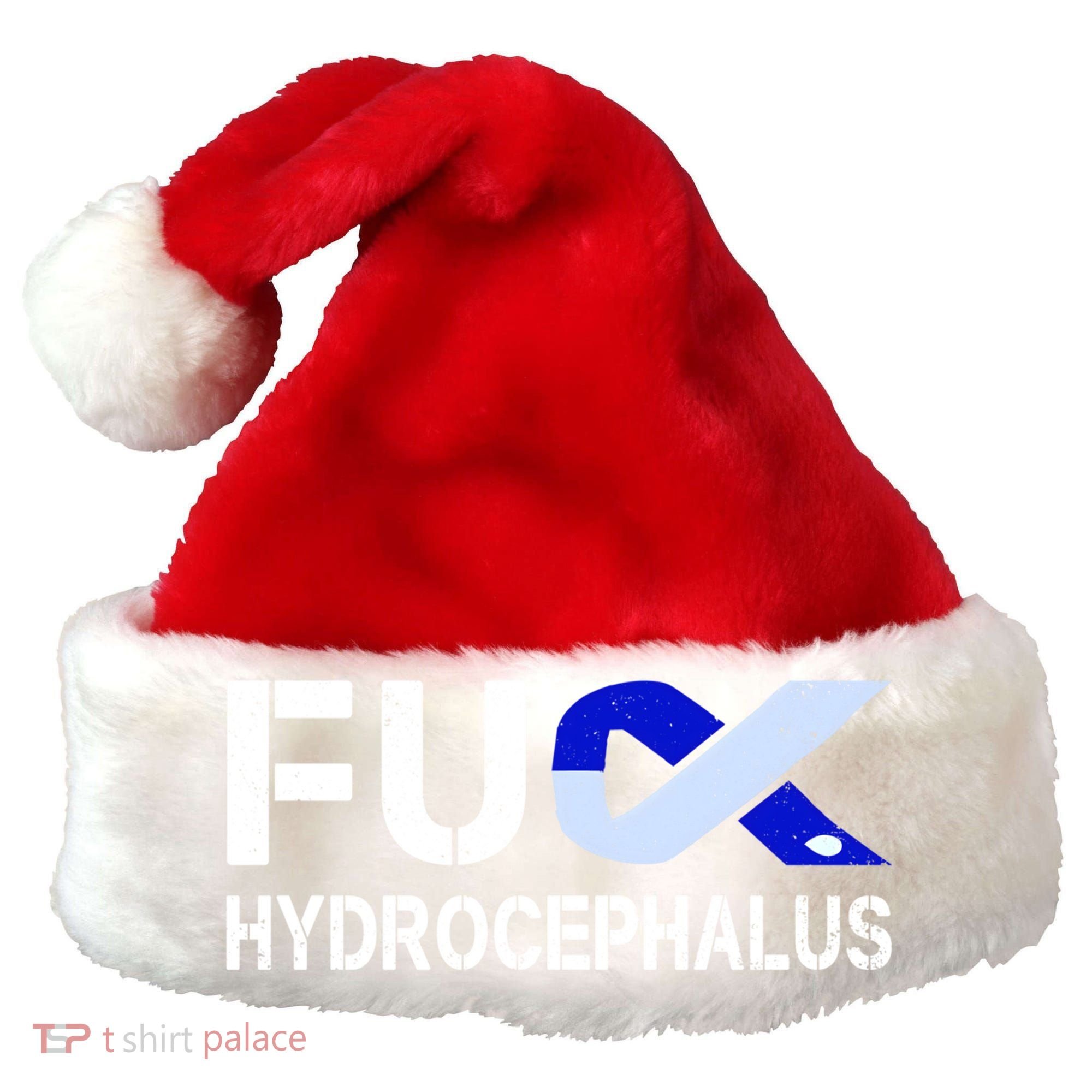 Fuck Hydrocephalus Awareness Month Ribbon Warrior Fighter Cool Gift Santa Hat