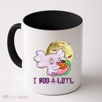Funny Halloween Axolotl Ghost I Boo A Lotl Coffee Mug thumb 0
