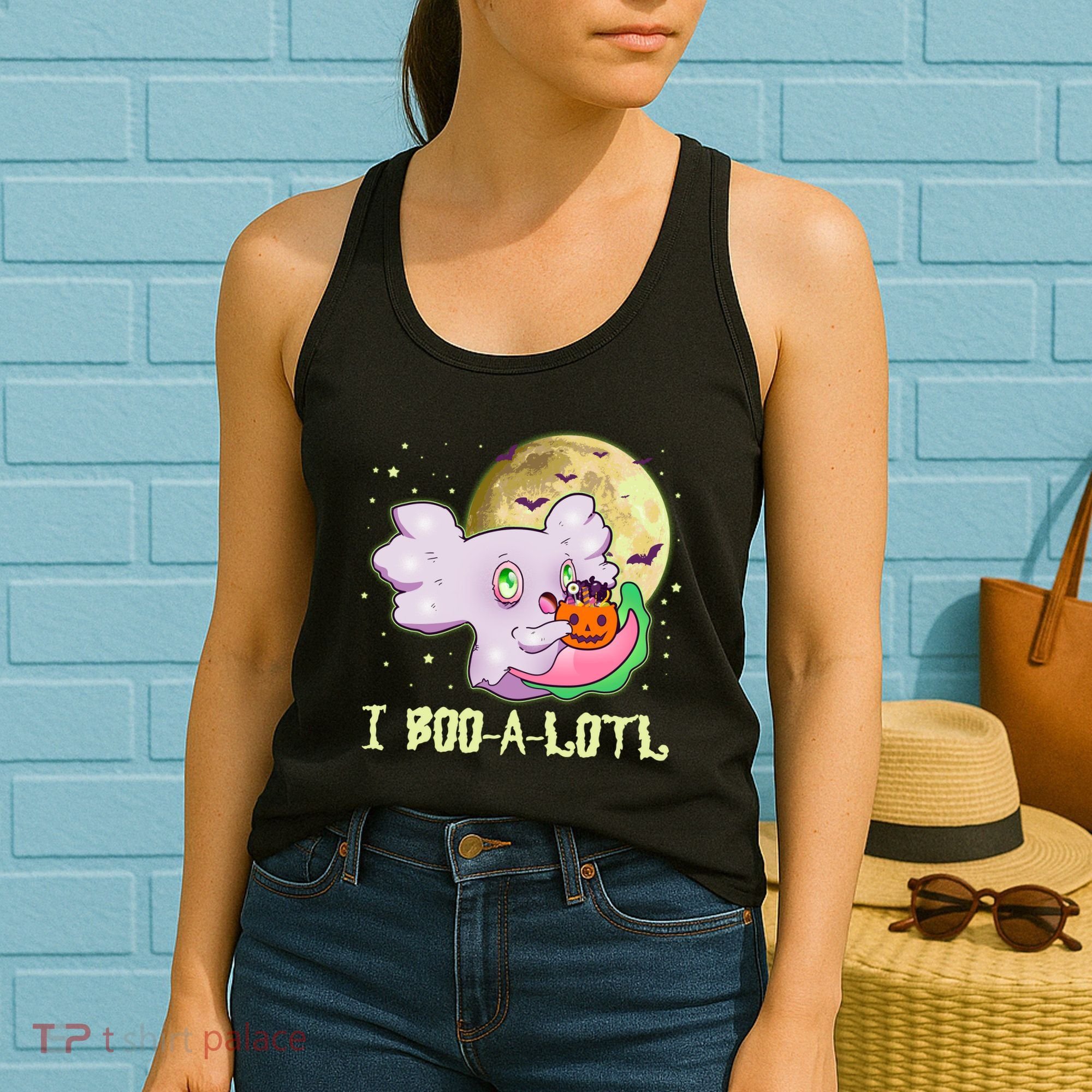 Funny Halloween Axolotl Ghost I Boo A Lotl Women's Tank Top