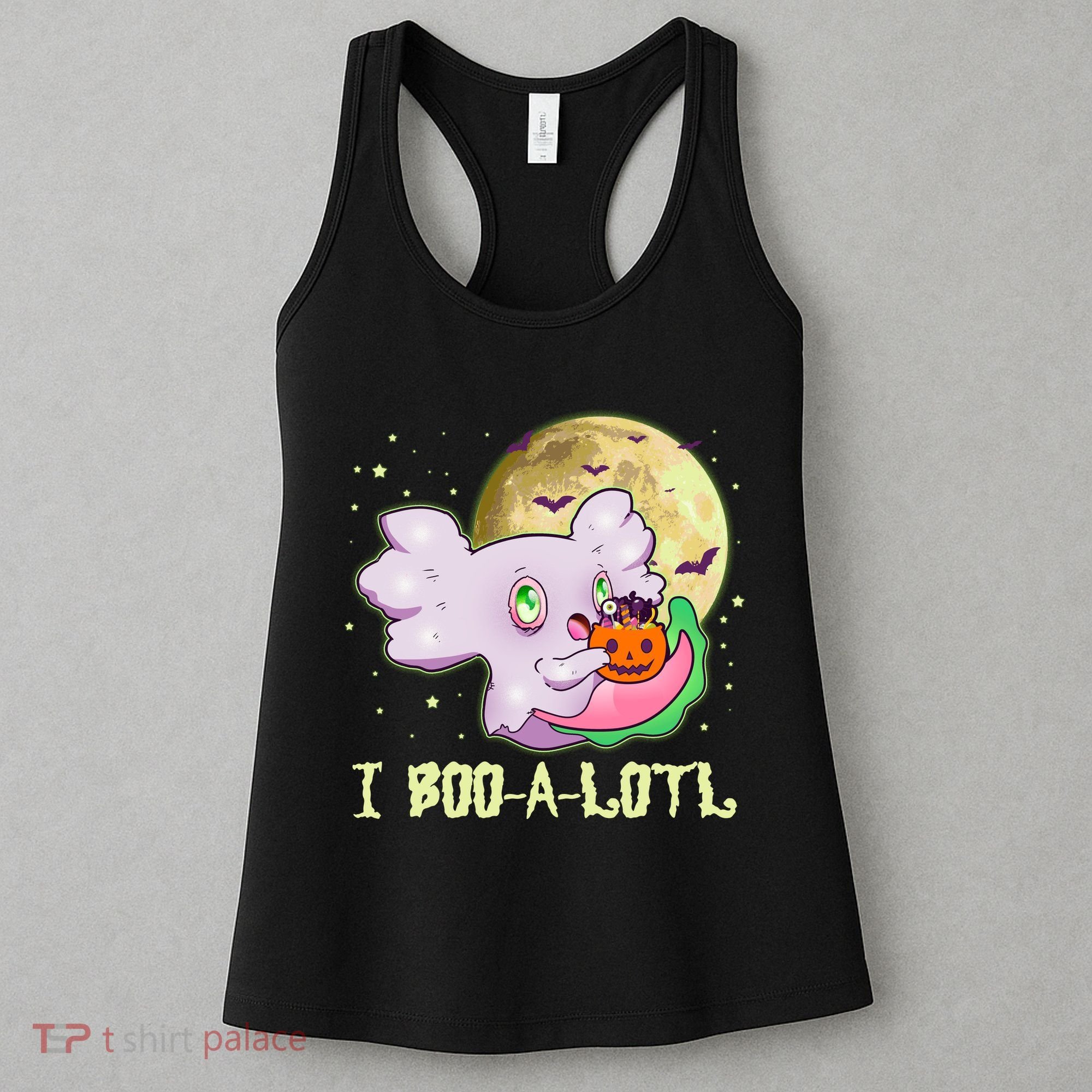 Funny Halloween Axolotl Ghost I Boo A Lotl Women's Tank Top