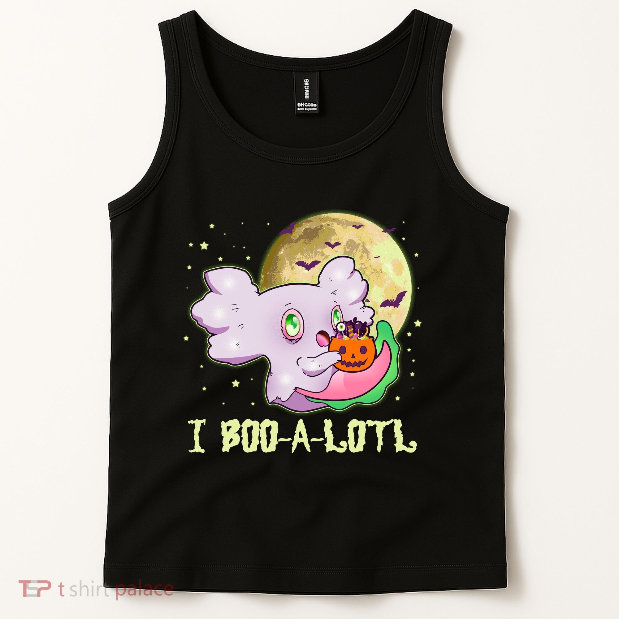 Funny Halloween Axolotl Ghost I Boo A Lotl Tank Top