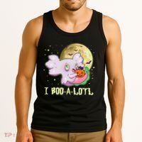 Funny Halloween Axolotl Ghost I Boo A Lotl Tank Top thumb 3