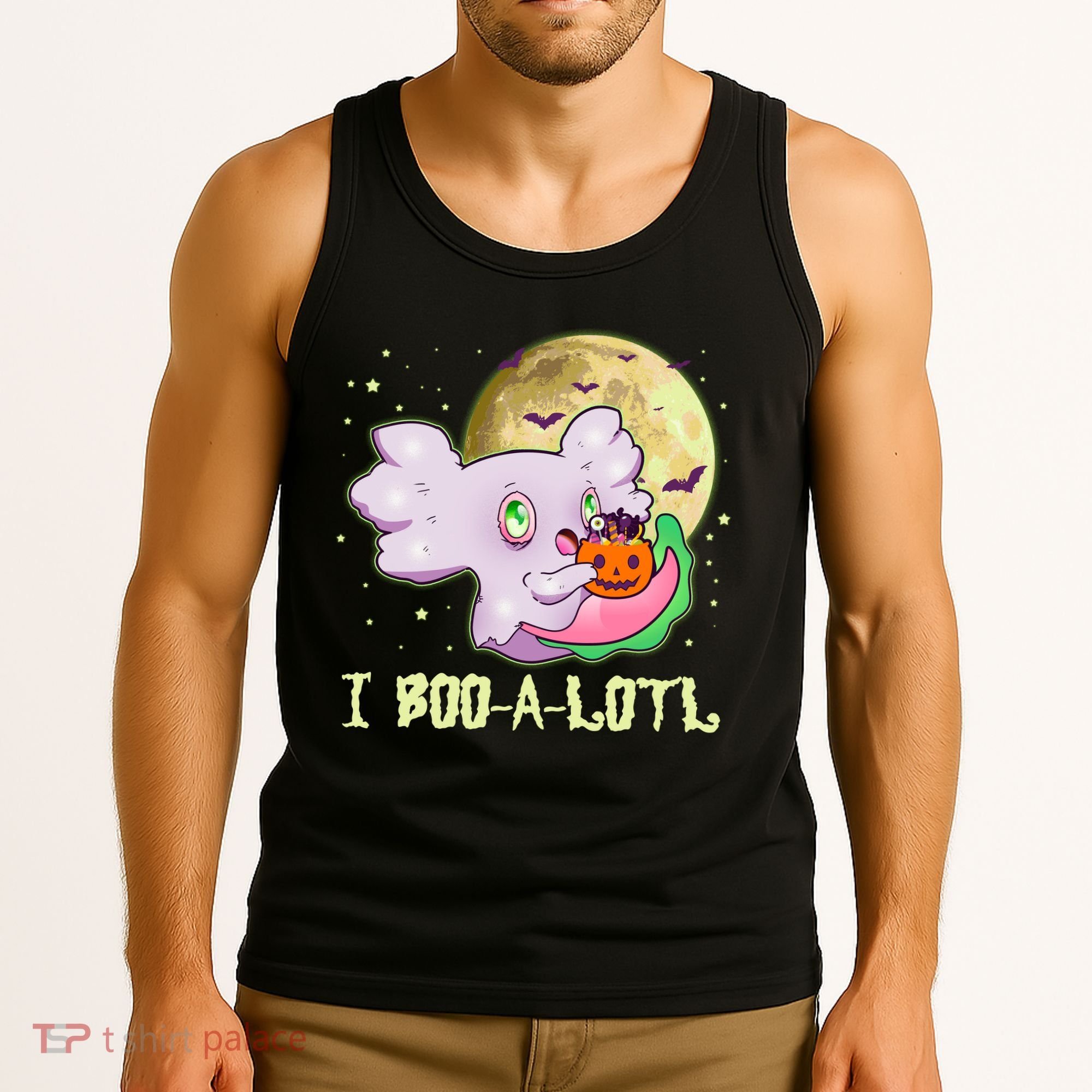 Funny Halloween Axolotl Ghost I Boo A Lotl Tank Top