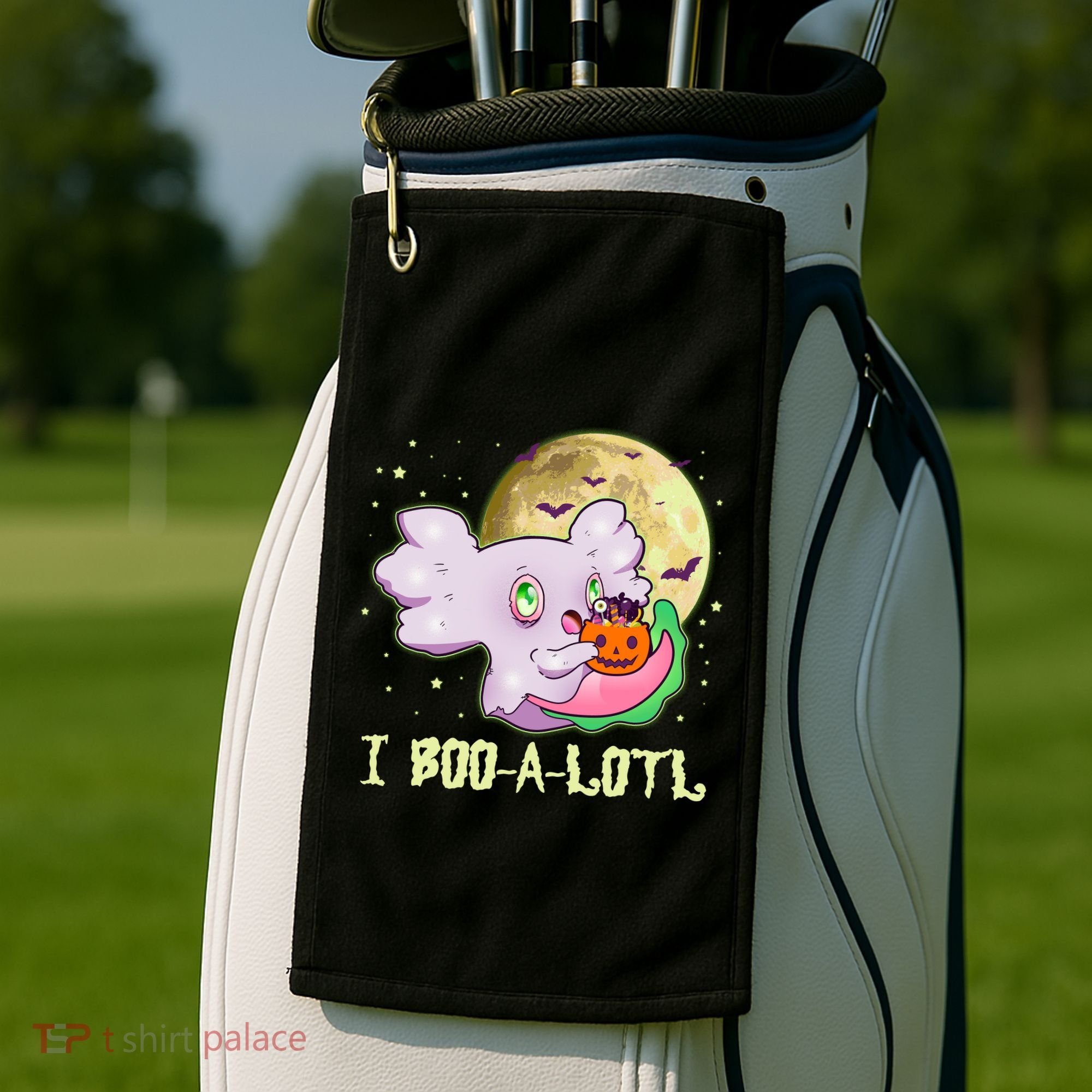 Funny Halloween Axolotl Ghost I Boo A Lotl Golf Towel