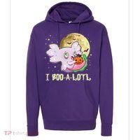 Funny Halloween Axolotl Ghost I Boo A Lotl Hoodie thumb 0