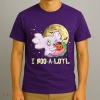 Funny Halloween Axolotl Ghost I Boo A Lotl T-Shirt thumb 3