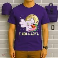 Funny Halloween Axolotl Ghost I Boo A Lotl T-Shirt thumb 6