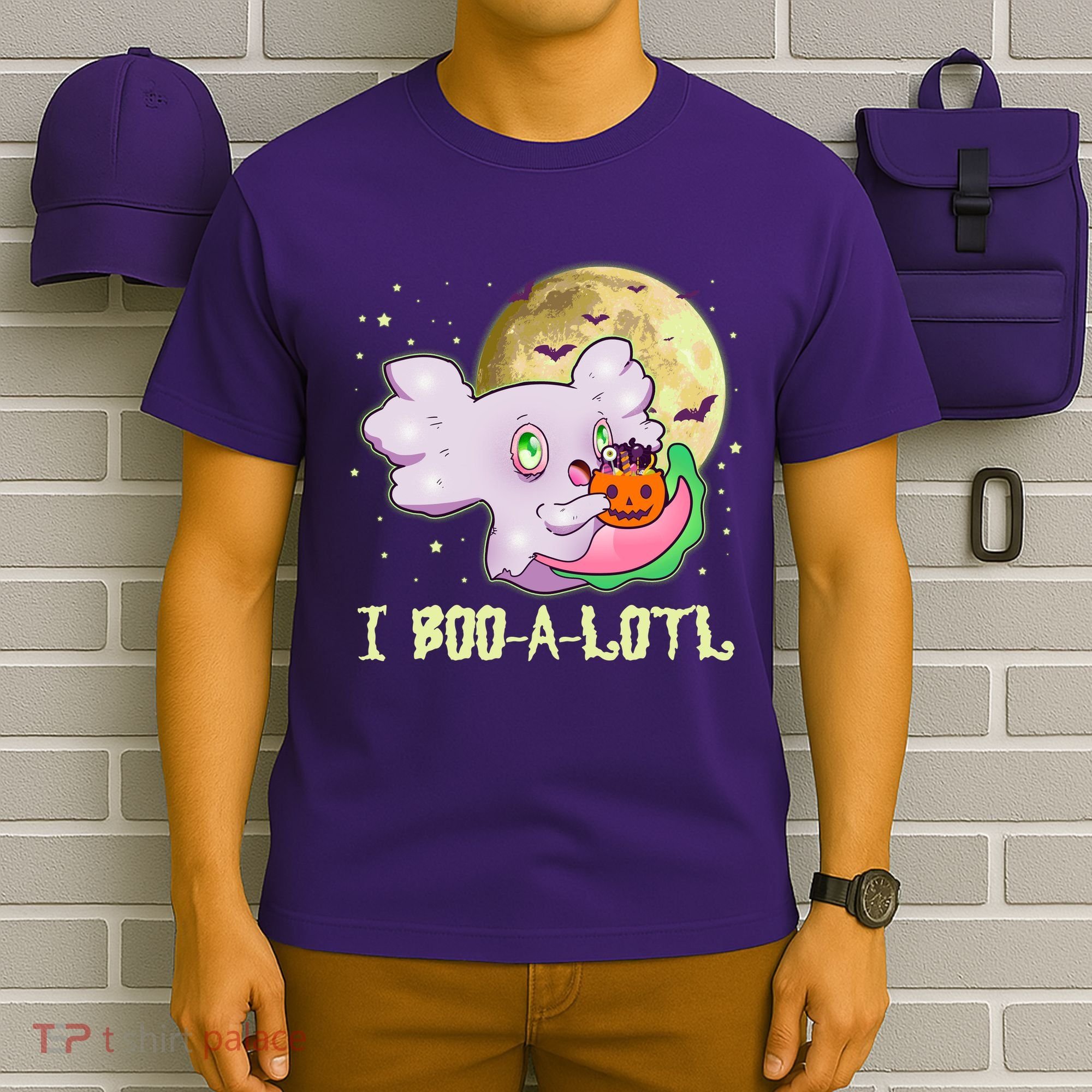 Funny Halloween Axolotl Ghost I Boo A Lotl T-Shirt